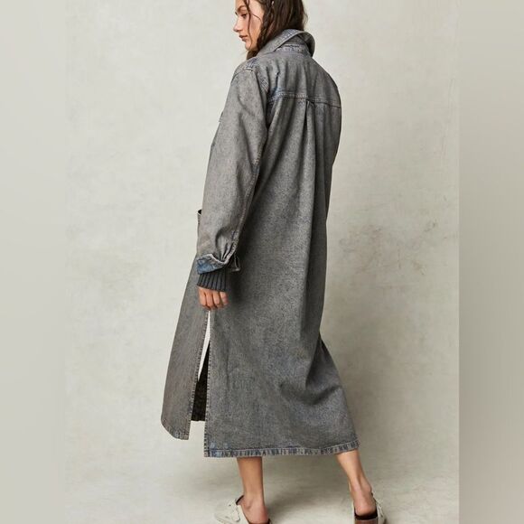 Free People Anna Lou Denim Duster/ size L - Picture 3 of 10